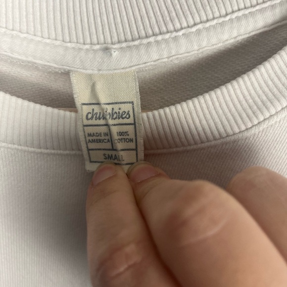 RARE Chubbies American Made USA Sky Out Thigh Out White Sweatshirt Size small - Picture 3 of 4
